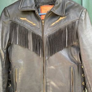 Handmade women’s biker jacket w snakeskin inlay